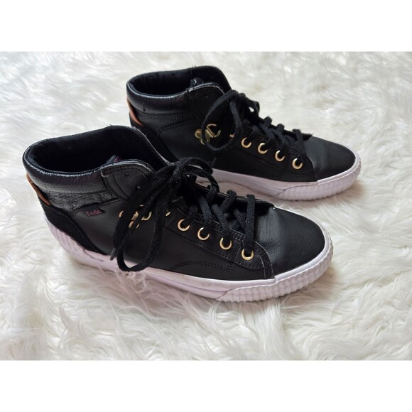 Keds Demi TRX Mid Black Hi Top Leather Sneakers Size 7.5 - Picture 1 of 11